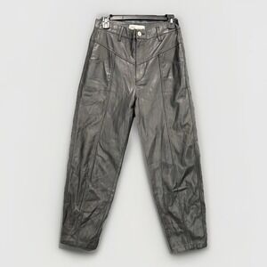 ZARA Pants Womens Sz 4 Faux Leather High Rise Straight Leg